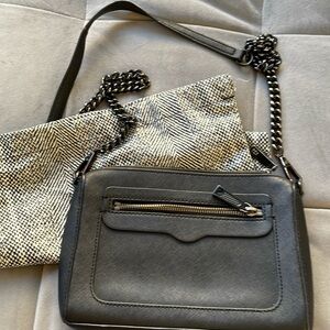 Chic black leather Rebecca Minkoff cross body bag